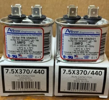 (2 PACK) AmRad USA2031 Oval Run Capacitor 7.5 uF MFD 370/440 VAC