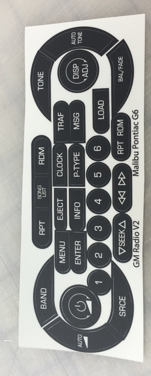Radio Button Repair Decals For 2004-2007 Pontiac G6 - Fix Worn-Out Button Labels