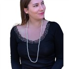 Long 36" Inch ROUND 8-9mm White Pearl Necklace Bracelet Earrings SET Cultured — photo 2
