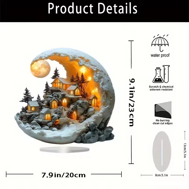 Weihnachtsdeko Winterdorf Figur 2D Bild Deko Geschenk Schlafzimmer Tischdeko DE. - Bild 3 von 4