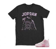 Shirt to match jd 12 Pearl Pink Sneaker Match Tshirt, Retro AIr JD BLACK/WHITE