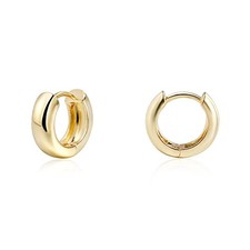 Small Thick Gold Chunky Hoop Earrings Lightweight Huggie Hoops 14.0 MM - Gold
