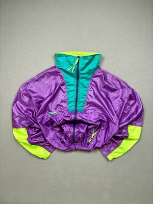 Columbia Vintage 90s Windbreaker Purple Teal Colorblock Hooded Size XL
