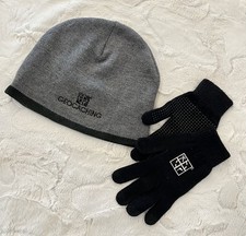 New Geocaching Logo Beanie  Gloves Set Gray Black Winter Knit Hat Men Women
