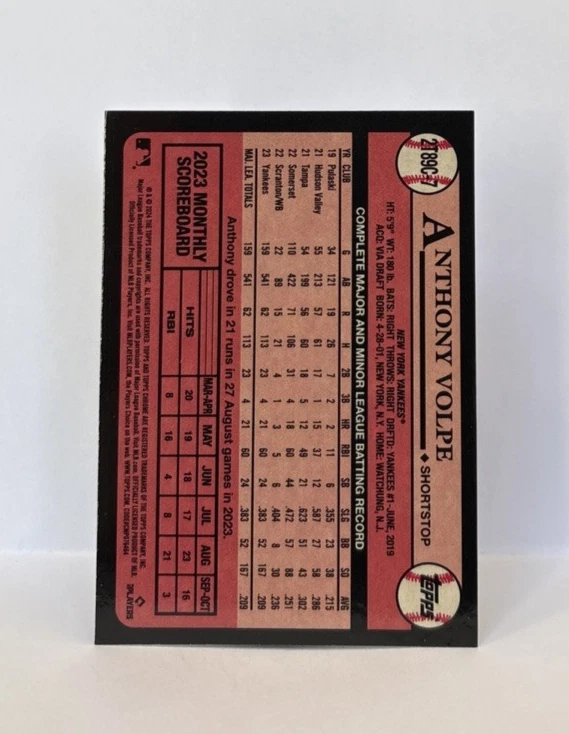 2024 Topps Series 2 - 1989 Topps Chrome Silver Pack Mojo Anthony Volpe #2T89C-7 - Image 2 of 2