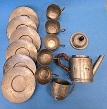 Rare Antique Victorian Metal Toy Child  s 1880s Coffee/ tea Set 14 Piece England