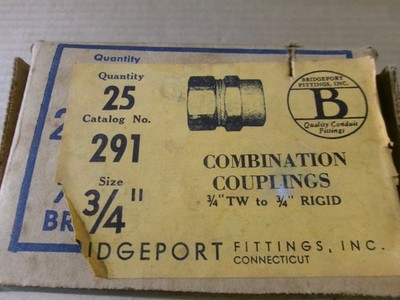New Box of 25 Bridgeport 291  3/4'' Combination Couplings AK