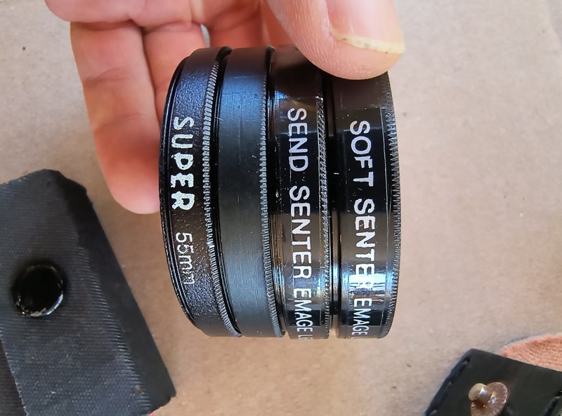 Six attachment camera lenses 55mm . Vintage. Excellent shape. In cases.