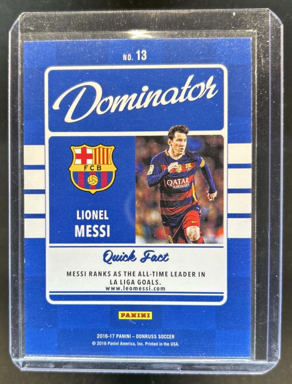 2016-17 Panini Donruss Lionel Messi Dominators Gold #13 Barcelona view 2