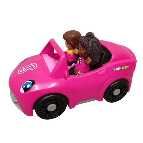 Little people Barbie pink convertible with 2 Barbie figures sounds work
