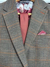 NEXT Heritage Tailoring 3 Piece Tweed Check Suit 40R W34 L31 Brown/Grey