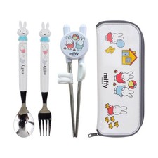 Miffy Cutlery Set with Spoon Fork Chopsticks Case, Cute Character Design, Used