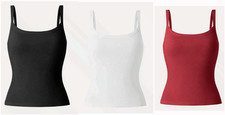 OGL Women Plantive Chic Square Neck Ruched Rib Bra Tank - Free Ship