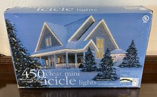 450 Mini Icicle Style Indoor/Outdoor Light String Green Wire New