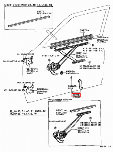 Genuine Toyota LandCruiser 47 45 Series HJ Front Door Window Regulator Handle x2 - Picture 11 of 20