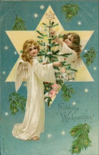 Ansichtskarte Weihnachten 1902 Engel Christbaum Tannenzweige (9863)