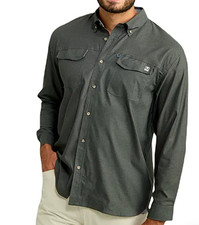 Huk Performance Fishing  CHOOSE SIZE  Hawser Heather Flannel VOLCANIC ASH GREY