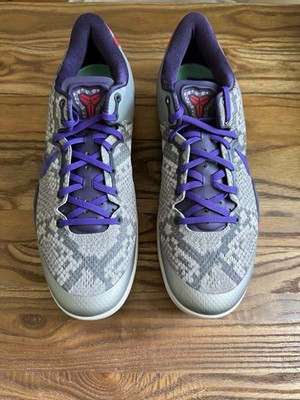 Nike Kobe 9 Low Top Basketball Sneakers Gray Purple Red Geometric Lace Up 2013