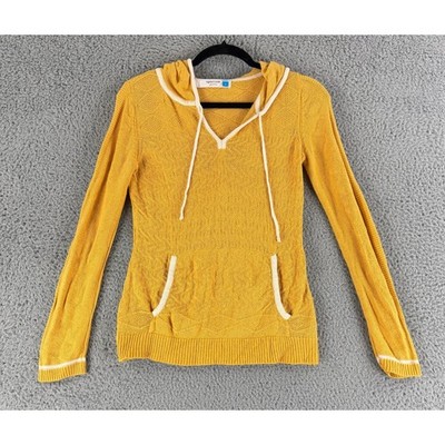 Anthropologie Sparrow Knit Hoodie Sweater Women Small Yellow Angora Wool Blend