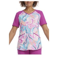 Sz m medium Scrubstar Marble V Neck nurse medical Scrub Shirt top NWT