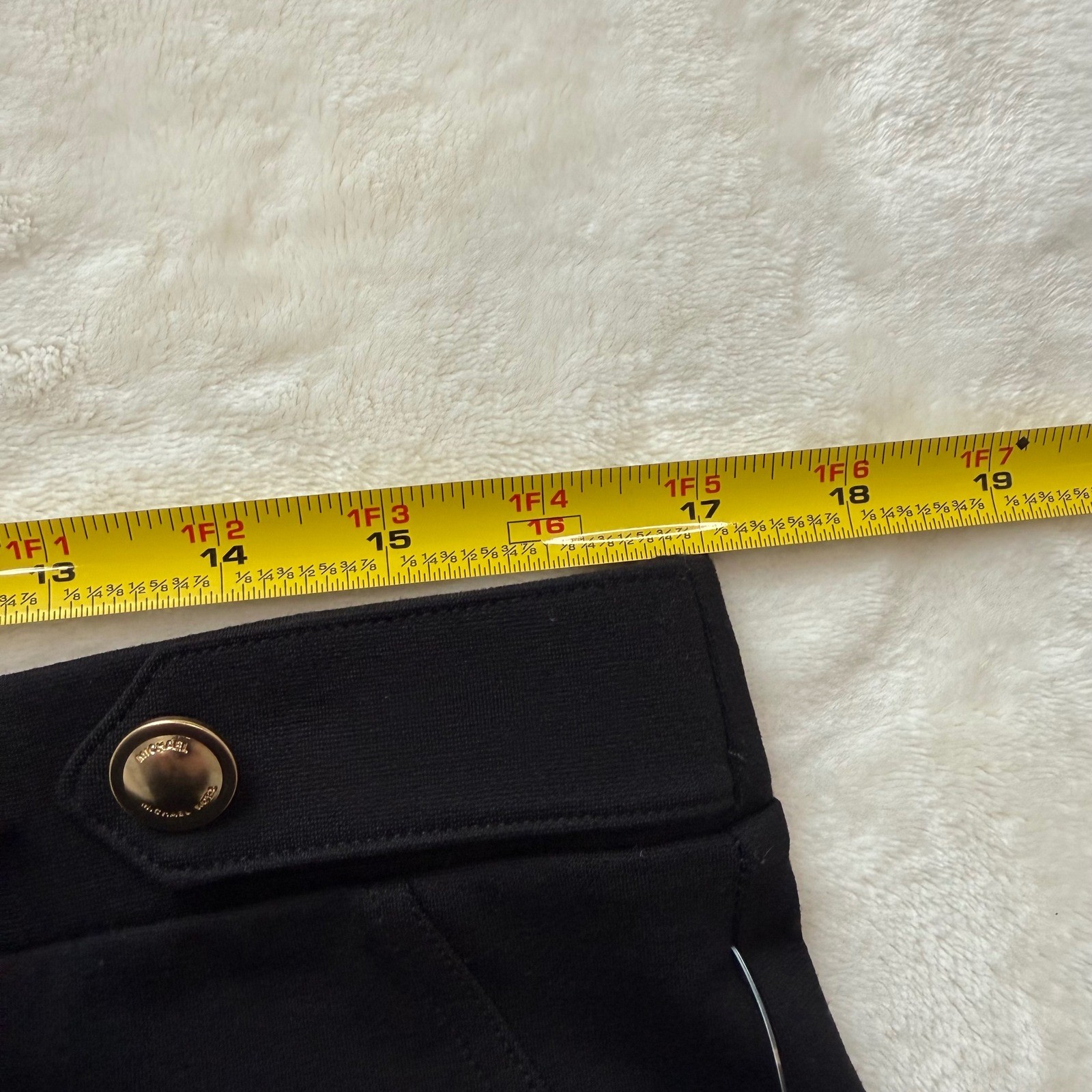 NWT Michael Kors Black Straight Ankle Pull-On Pants Gold Button High Rise L thumbnail 6