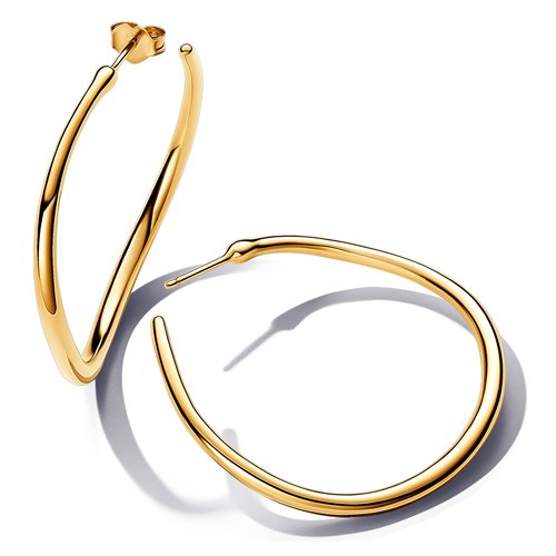 Pandora Organically Shaped 42 mm Open Hoop Earrings 14k gold plating 263299C00