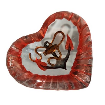 Ludvig Lofgren Cherry Love Tattoo Anchor Paperweight Crystal Swedish Art Glass