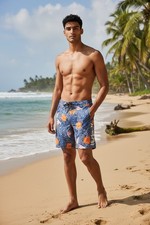 Hurley Floral Board Shorts Men s Size 36 Blue Orange Tropical Swim Trunks