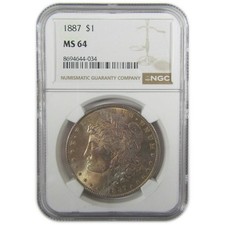 1887 Morgan Silver Dollar MS 64 NGC Toned Obverse SKU:I27542
