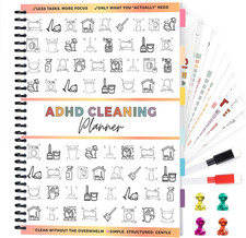 ADHD Cleaning Planner with Dry-Erase Sleeve and Removable Ring Binder