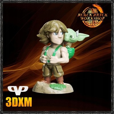 Luke and Yoda 3D Print Figurine UNPAINTED from 3DXM Chibi /chi bi/SD Style