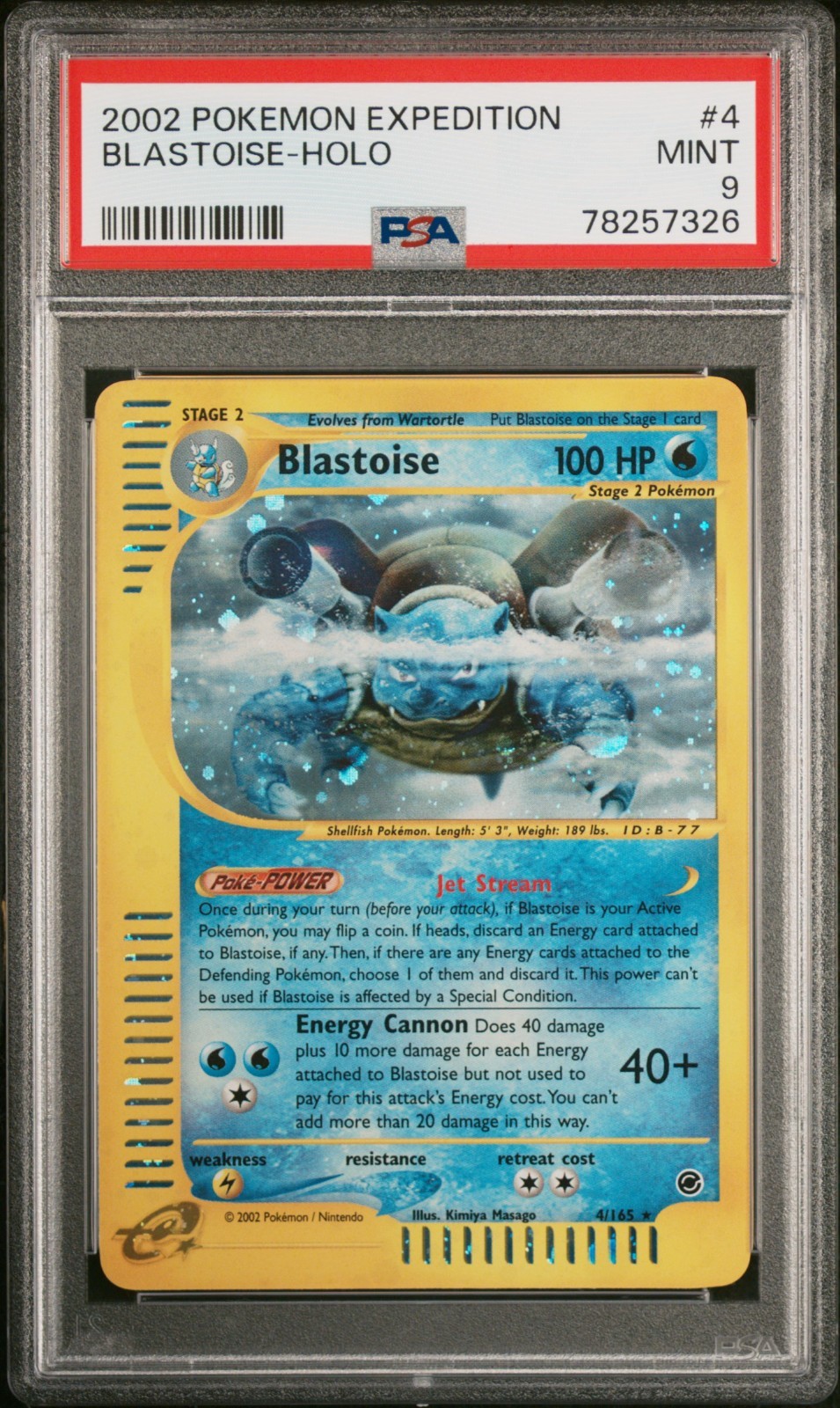 Pokemon Blastoise 004/165 - PSA 9 MINT - Expedition Base Set Holo RARE