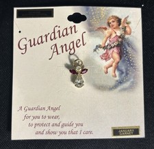 Garnet Birthstone Guardian Angel Elements Pin (JANUARY) Made In USA Crystal