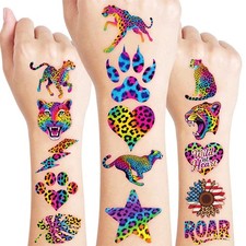 96 PCS Cute Cheetah Print Pre-Cut Temporary Tattoos for Kids
