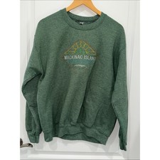 Gildan Mackinac Island Michigan Green Crewneck Sweatshirt size medium