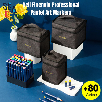 Deli Finenolo Dual Tip Art Markers   Soft Brush & Chisel Pastel Colors