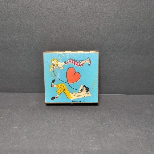 Vintage 1950’s Signed Hilda Terry Teenagers In Love Compact, Rex Fifth Avenue 