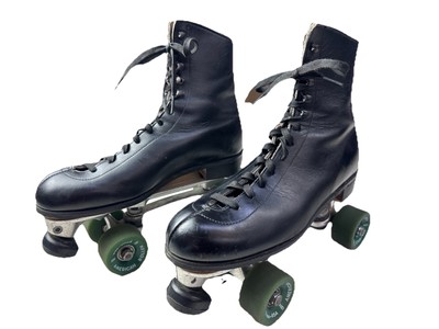 Size 8 Riedell Quad Roller Skates Black Competitor 8R American Roller Sure Grip