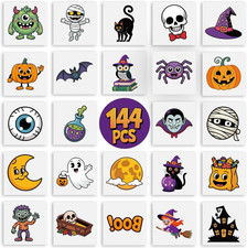 144PCS Halloween Temporary Tattoos for Kids   24 Unique Child-Friendly Designs,