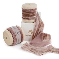 Rose Gold Velvet Ribbon 1 inch Frayed Velvet Ribbon Crinkled Silk Velvet Ribb...