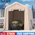 7x12 ft Portable Heavy Duty Outdoor Storage Shed with Roll-up Door & Vent-Khaki