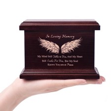 6 Inch Small Wooden Urn for Human Ashes - Keepsake Urn for Men  Women, Funer...
