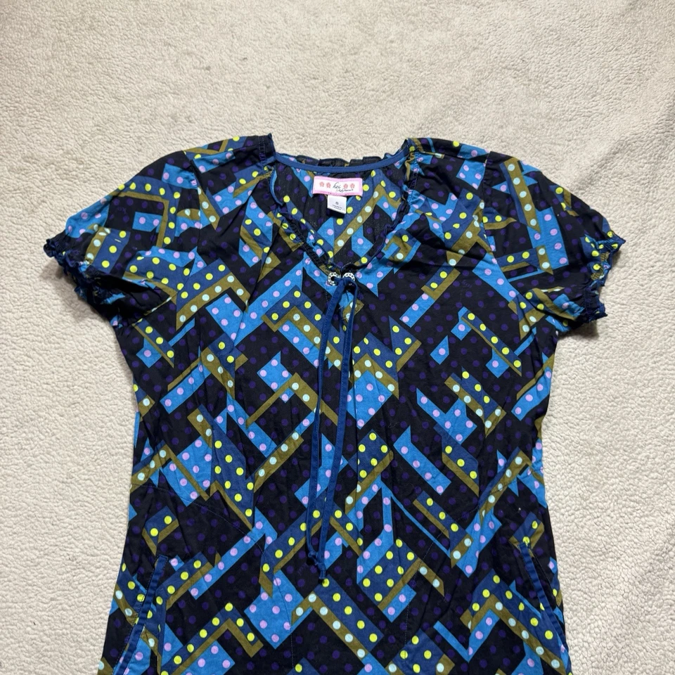 Koi Kathy Peterson Scrub Top Womens Small Polka Dot Geometric Print Medical Tee - Image 2 of 4