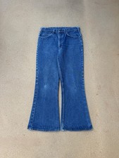 Vintage 70  s Levi  s 646 Orange Tab Bellbottom Flare Faded Denim Jeans Size 31x27