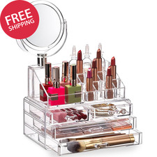Acrylic Makeup Organizer 4 Drawers Stackable Cosmetic Display Case Vanity Box