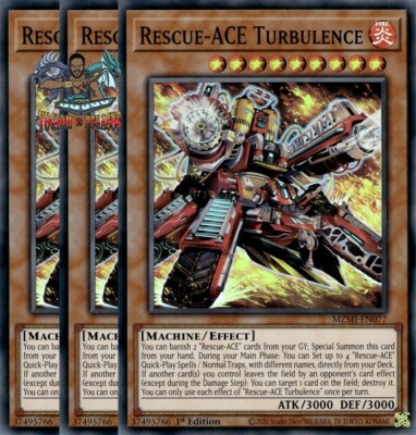 Yugioh! 3x Rescue-ACE Turbulence MZMI-EN077 Super Rare 1st Ed NM