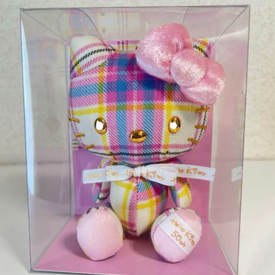Hello Kitty 50th Anniversary Dress tartan design mascot keychain