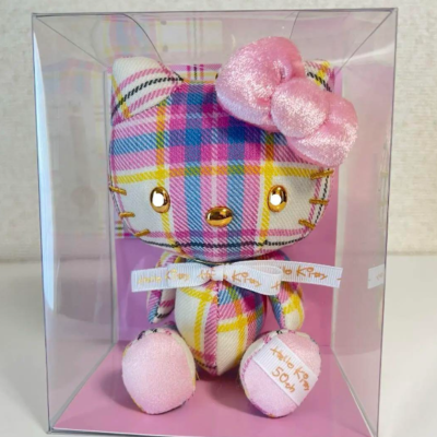 Hello Kitty 50th Anniversary Dress tartan design mascot keychain