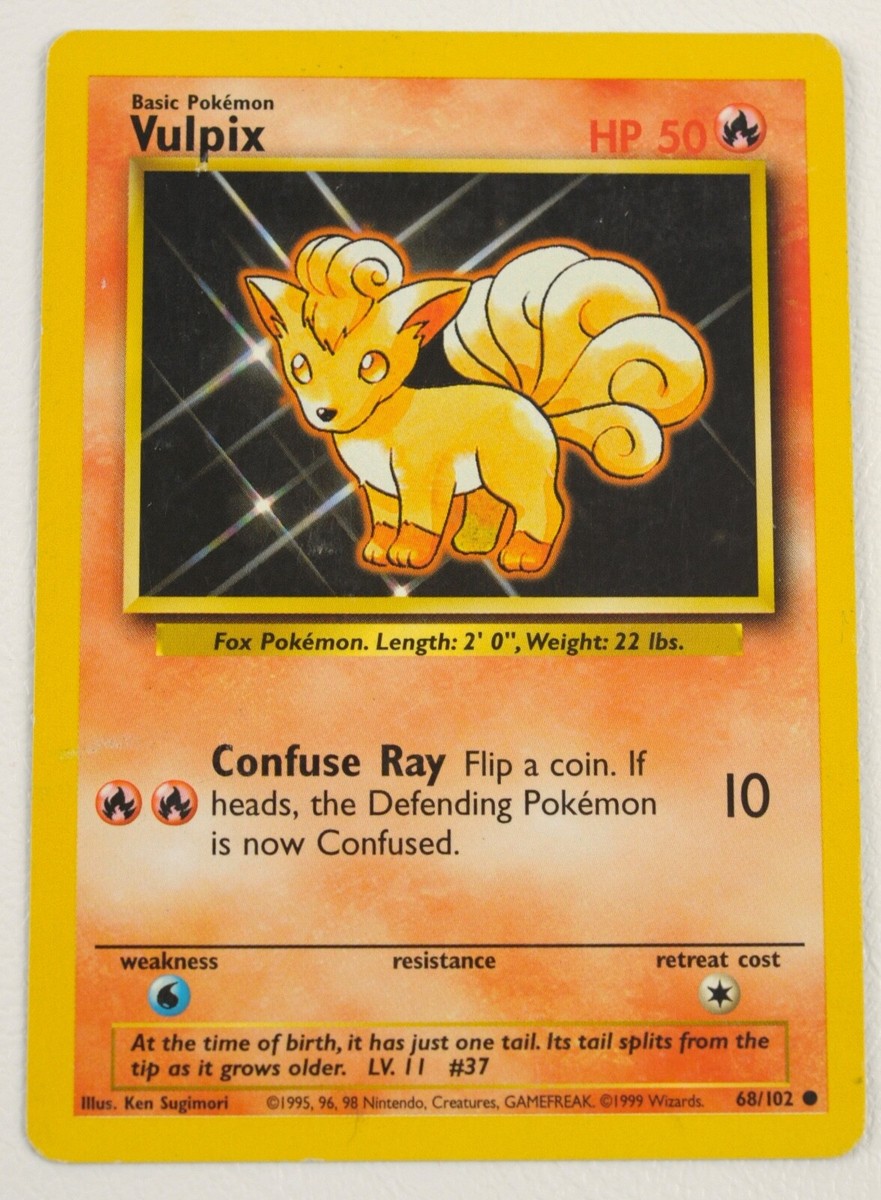 Pokemon Vulpix Base Set 68/102 *Misprint/Error* Says HP 50 Not 50