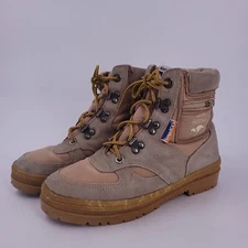 Vintage Kangaroos Pocket Design Mens Hiking boots Tan SIZE 5.5 EVL 2165